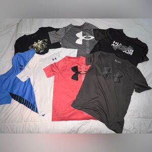 Lot of 7 Under Armor Youth Large Boys Shirts